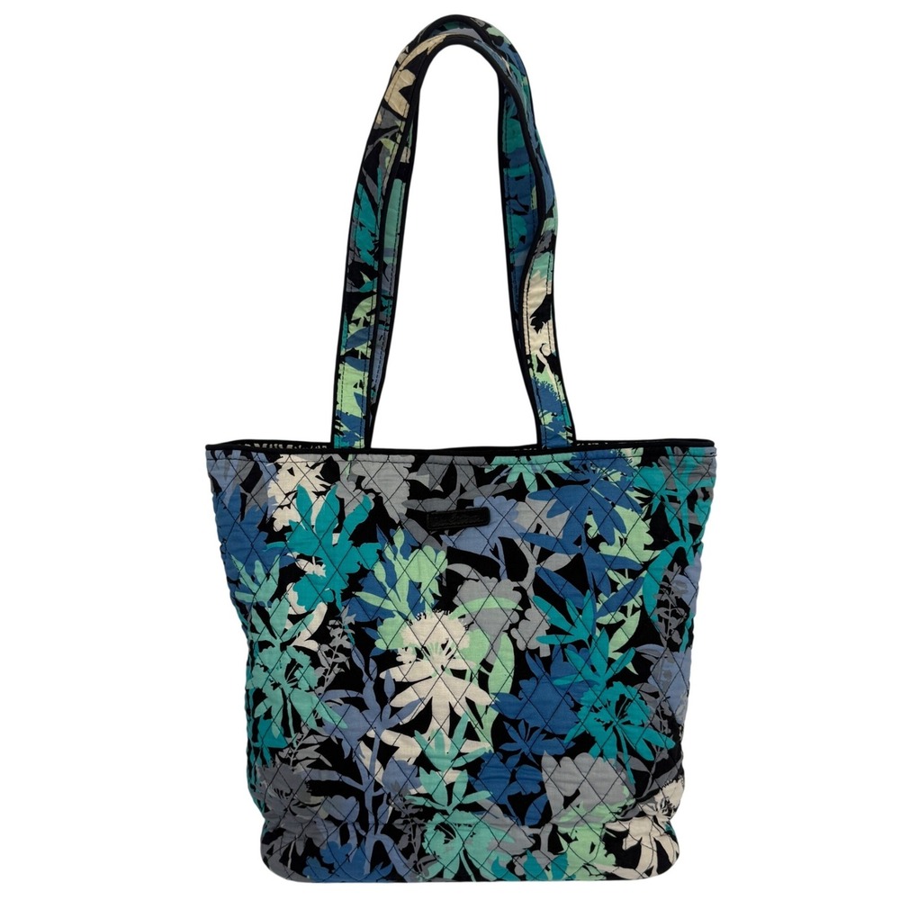 Vera Bradley Tote Bag Womens Medium Blue Floral Camofloral Quilted Cotton